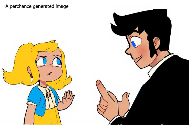 A young girl being lectured by her father.